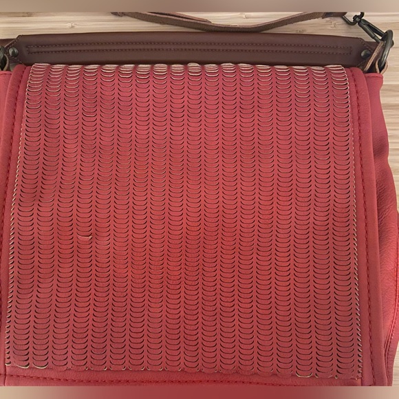 5 for $8-Red Perforated Satchel Purse - Picture 3 of 8